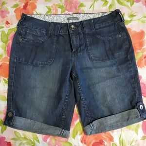 Jean Bermuda shorts with button detail